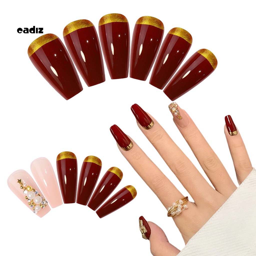 1 Bộ Móng Tay Giả Siêu Mỏng Đính Ngọc Trai Không Gây Hại Cho Trang Trí Móng Tay