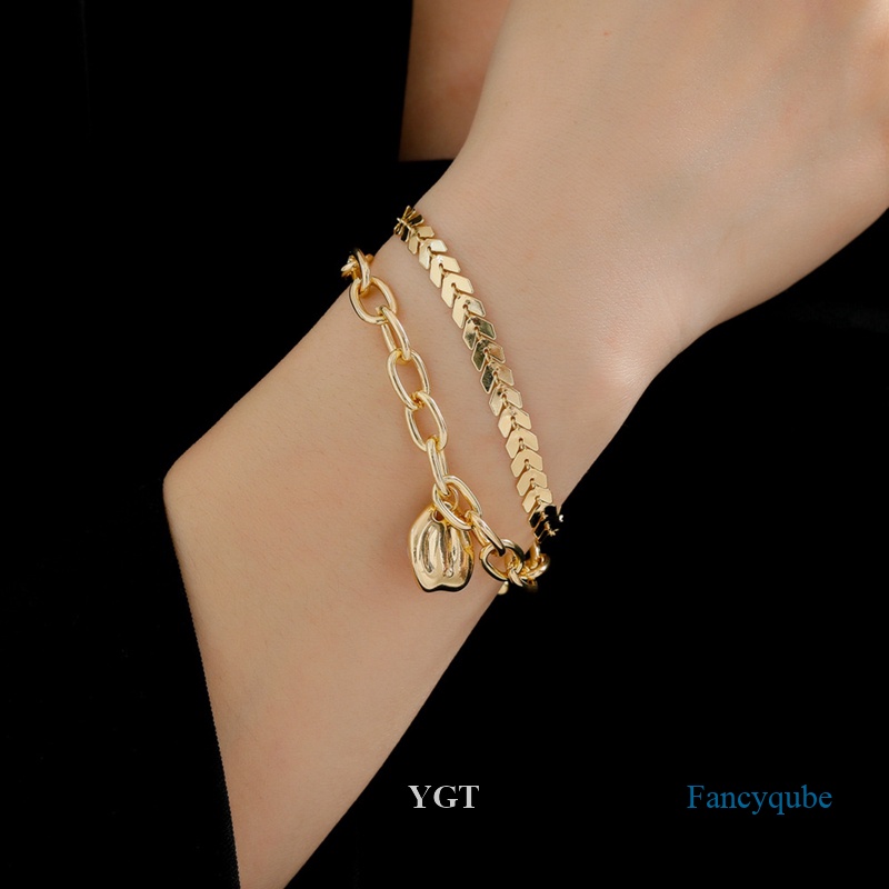 Ygt Vòng Tay Dây Xích Đôi Bằng Kim Loại Đính Đá Zircon Có Thể Điều Chỉnh Sang Trọng Làm Quà Tặng