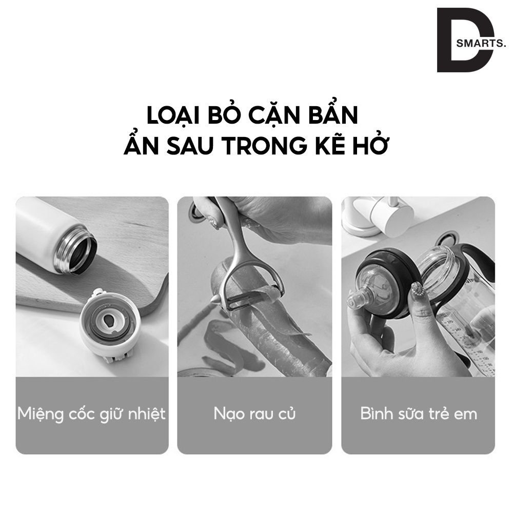 Bàn chải, bàn chải cọ rửa vệ sinh đa năng đánh rửa cốc, bình sữa cho bé 3 đầu cực tiện lợi xoay 360 độ  thông minh