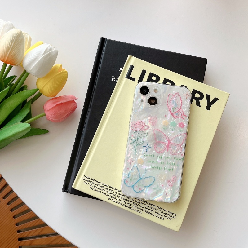 Ốp Điện Thoại Mềm Chống Sốc Hai Lớp Họa Tiết Hoa Bướm Cho iPhone 14 13 12 11 Pro Max 14 Plus