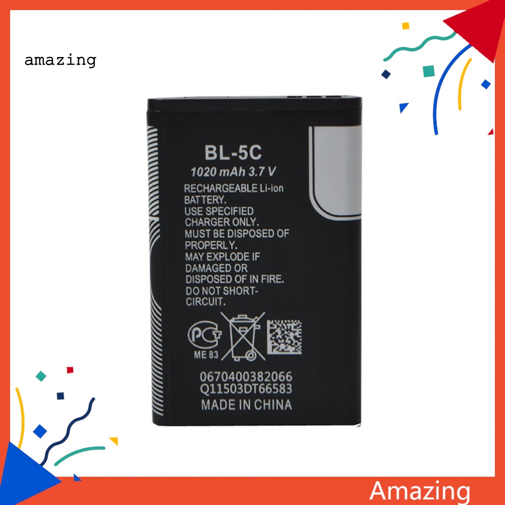 Pin Li-ion 1020mAh 37V Có Thể Sạc Lại Dành Cho Nokia BL-5C