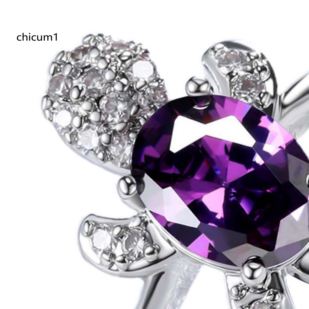 Nhẫn Cặp Đính Đá Hình Rùa Màu Sáng Tinh Tế