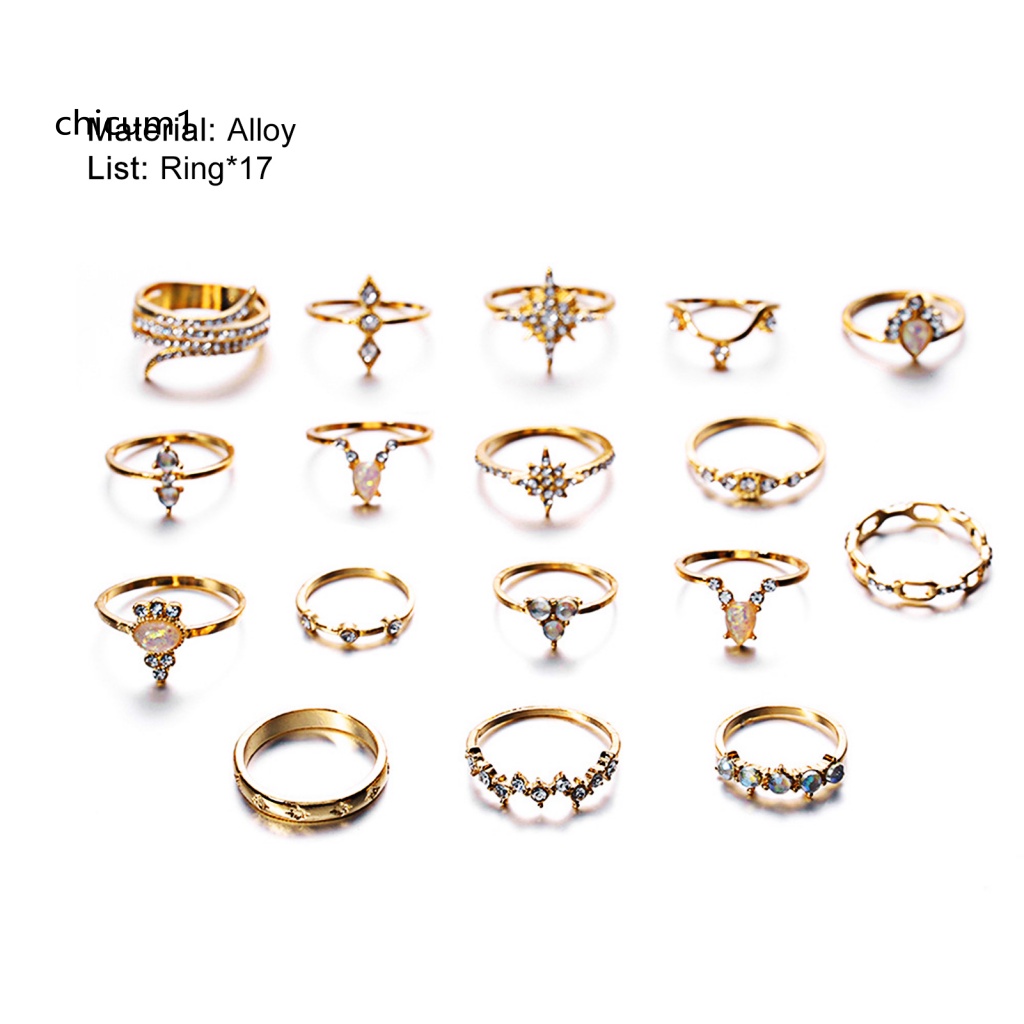 Set 17 Nhẫn Đeo Khớp Ngón Tay Phong Cách Boho