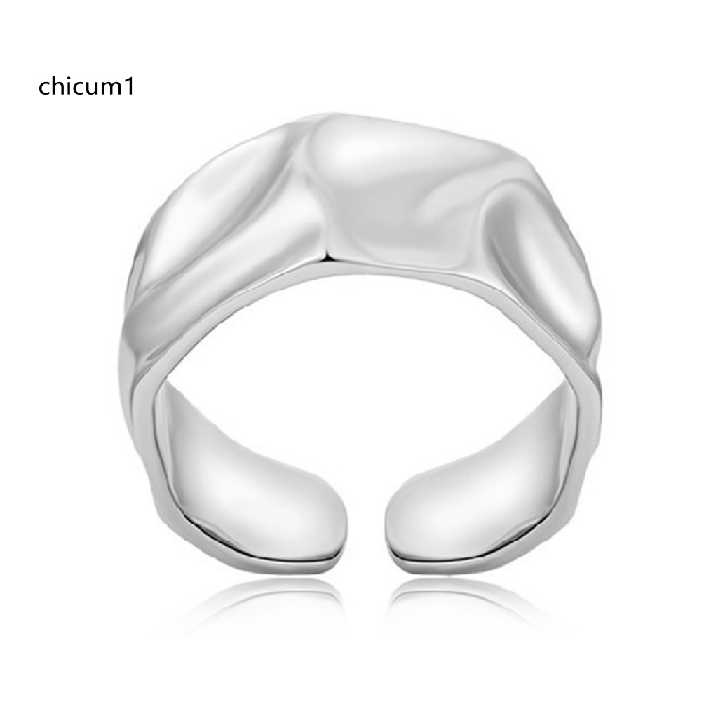 Nhẫn Hở Điều Chỉnh Được Màu Trơn Trang Trí Gợn Sóng Thời Trang Cho Nữ