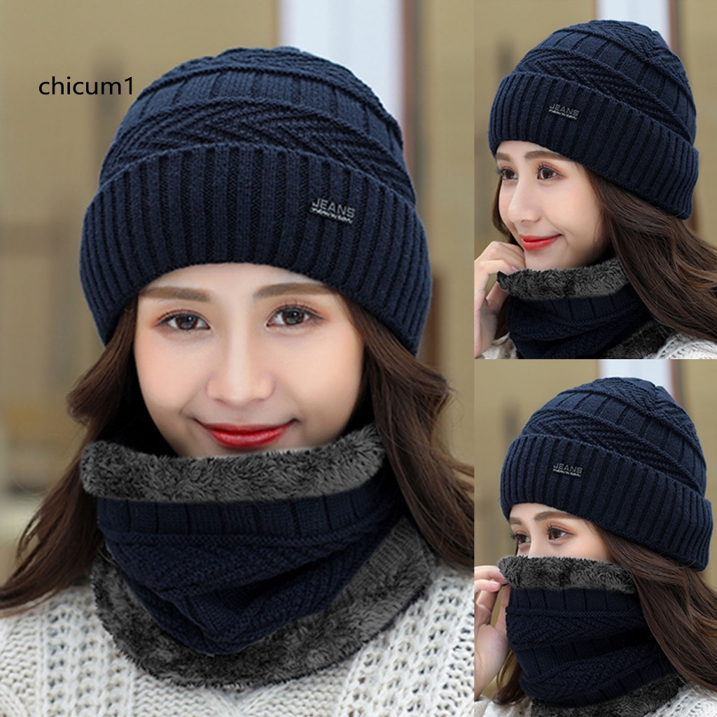 Set 2 Mũ Len Che Phủ Cổ Giữ Ấm Mùa Đông Dành Cho Nữ