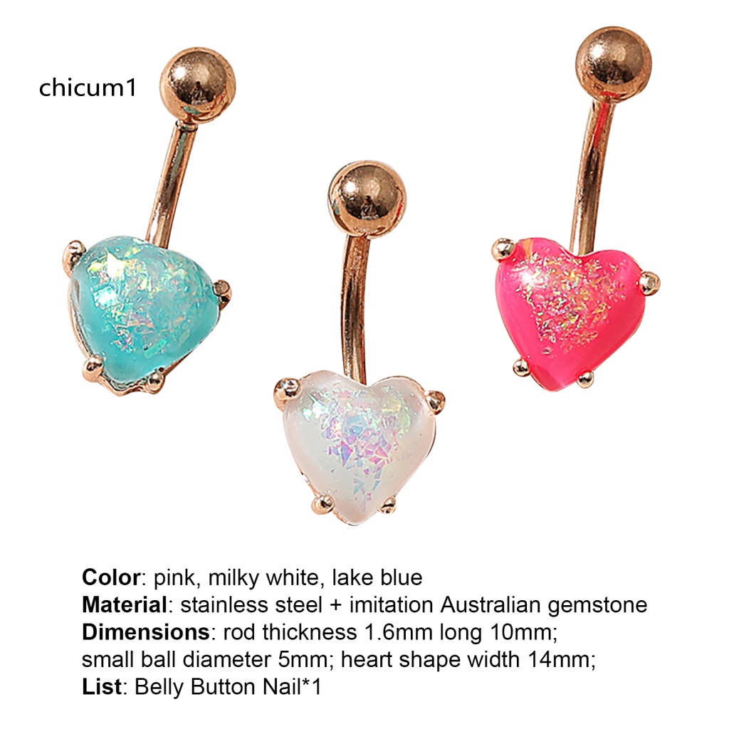 Khuyên RốN HìNh Tim ĐíNh Đá BằNg ThéP Không Gỉ