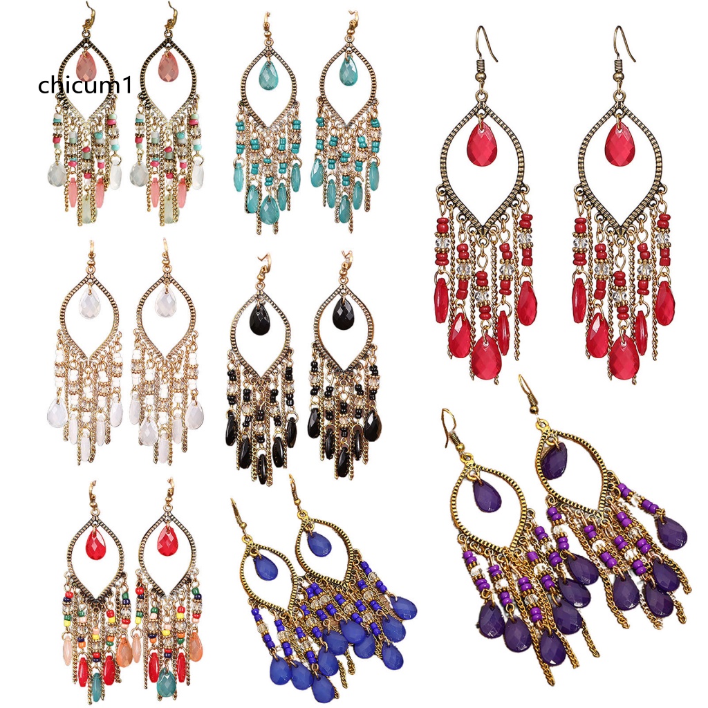 1 Đôi Bông Tai Hình Thác Nước Siêu Dài Phong Cách Bohemia Dành Cho Nữ