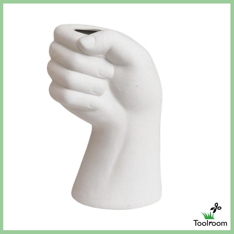 Lọ Hoa Bằng Gốm Hình Cánh Tay Người Màu Trắng Dùng Trang Trí