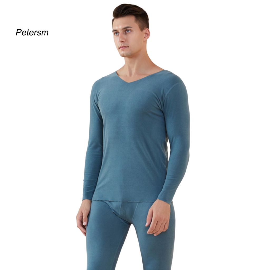 Set 2 Món Đồ Lót Unisex Bằng Lông Cừu Màu Trơn Cổ Chữ V Không Để Lại Dấu Vết Chống Lạnh Kích Thước Lớn Mặc Hàng Ngày