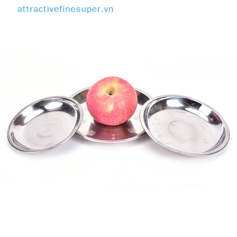 Đĩa Tròn Đựng Thức Ăn Đường Kính 14-26cm Bằng Thép Không Gỉ