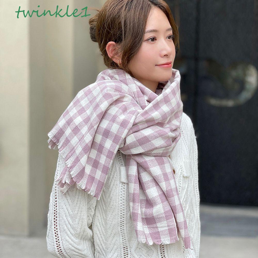 TWINKLE Khăn Choàng Cổ Mềm Mại Họa Tiết Kẻ Sọc Thời Trang Mùa Đông Cho Nam Và Nữ