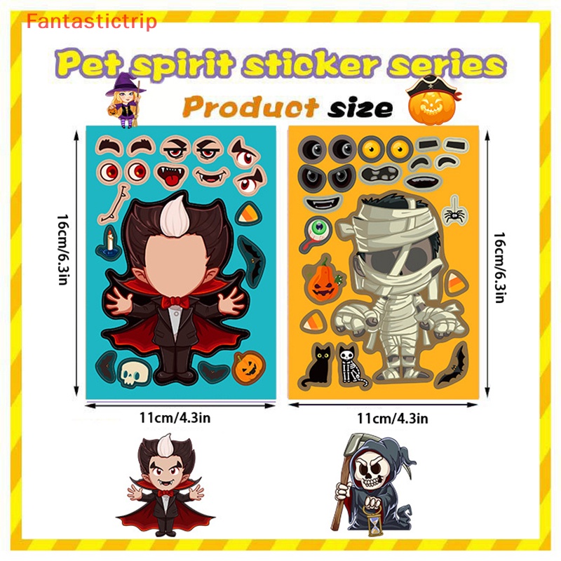 Bộ 8 Miếng Dán Trang Trí Họa Tiết Halloween Độc Đáo