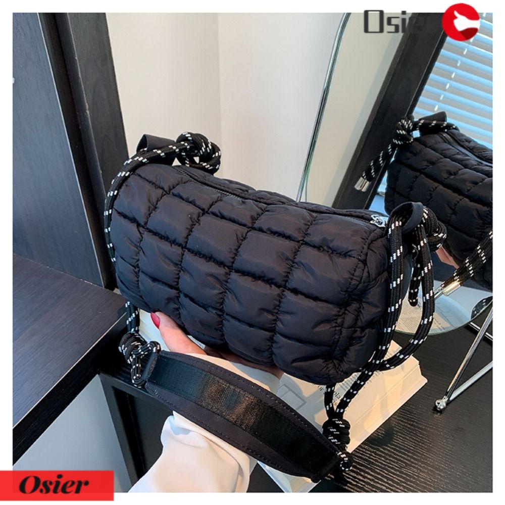 OSIER1 Túi Đeo Vai / Xách Tay Bằng Cotton Gọn Nhẹ Họa Tiết Kẻ Sọc Màu Trơn Có Đệm Cotton Giữ Ấm Cho Nữ