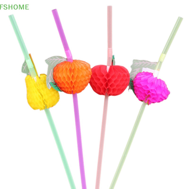 Fshome 50 Ống Hút Nhựa Hình Chiếc Ô Xinh Xắn