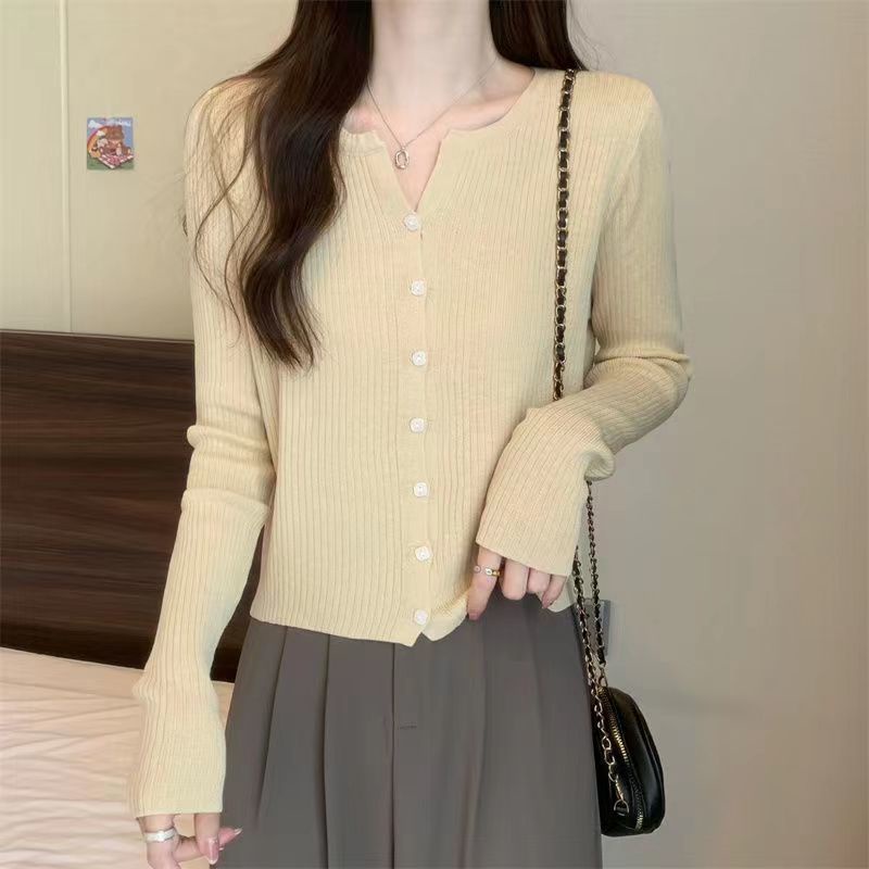 Áo Cardigan Dệt Kim Tay Dài Dáng Ôm Thời Trang Mùa Hè Mới Cho Nữ
