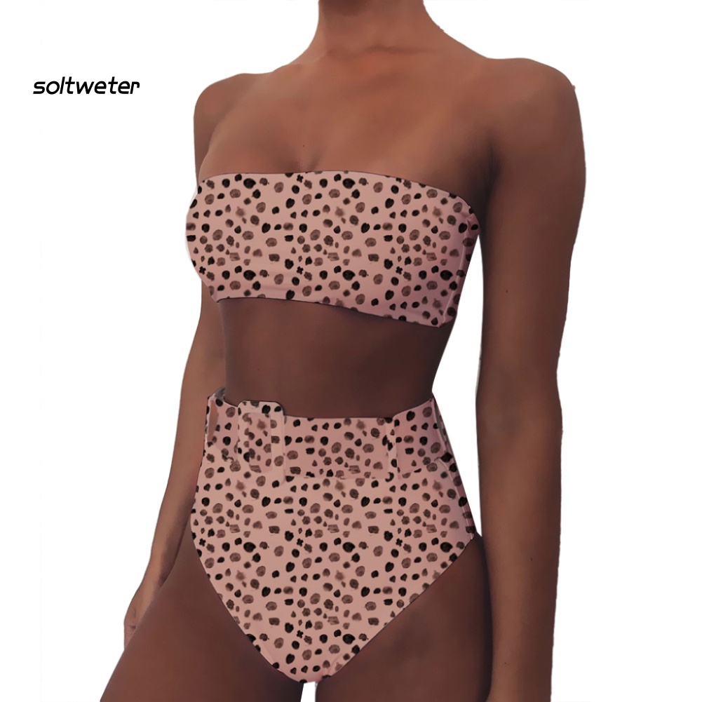 Bộ Đồ Bơi Bikini Dạng Ống Lưng Cao In Họa Tiết Hoa Có Đệm Mút Gợi Cảm Cho Nữ