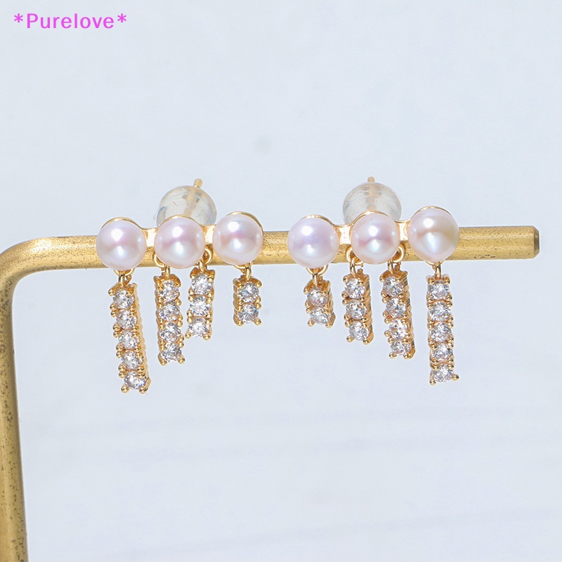 Bông Tai Tua Rua Bốn Hàng Đính Ngọc Trai Và Đá Zircon Thời Trang Dự Tiệc Cho Nữ Mới