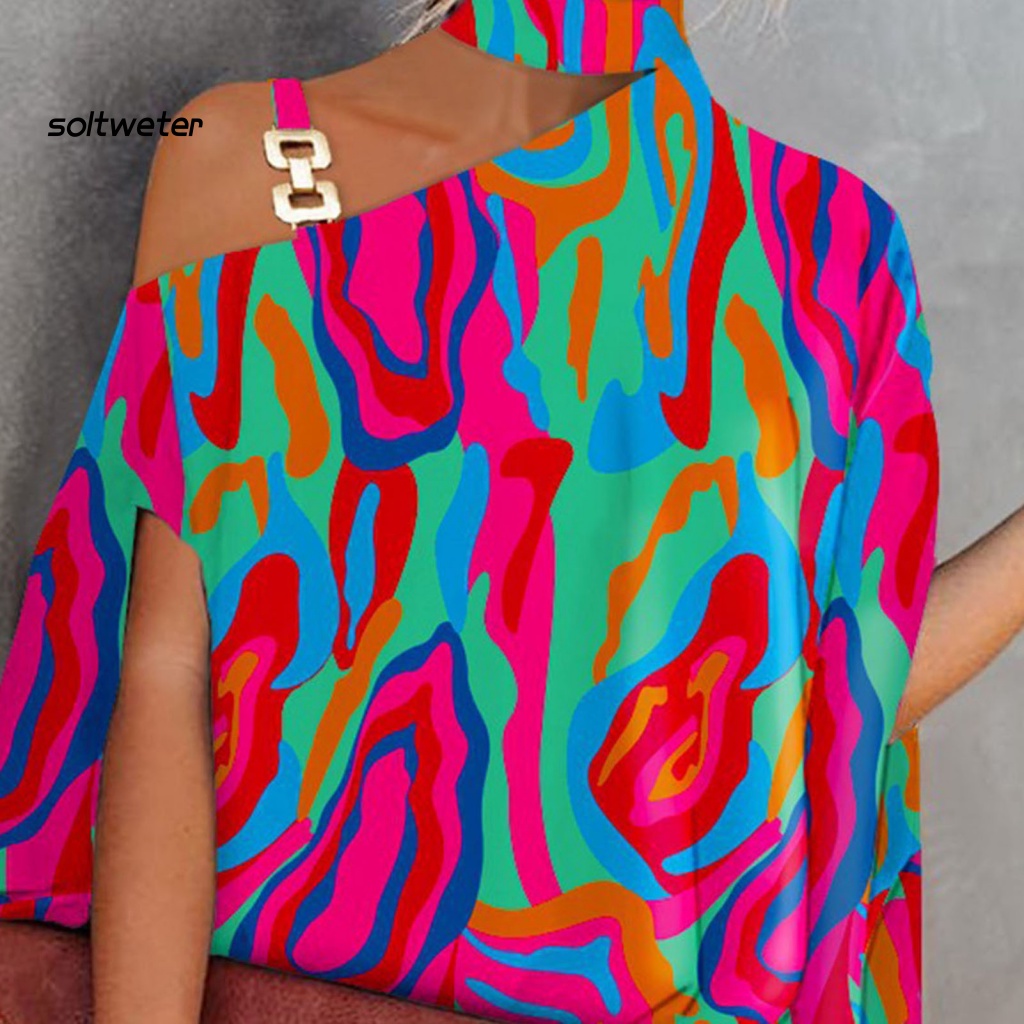 Áo Thun Lệch Vai Dáng Rộng Thời Trang Mùa Thu Cho Nữ