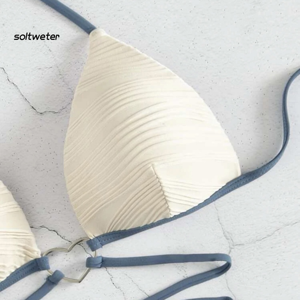 1 Bộ Đồ Bơi Hai Mảnh Bằng Polyester Ba Chiều Không Gọng Có Đệm Ngực Màu Sắc Trơn Dành Cho Nữ