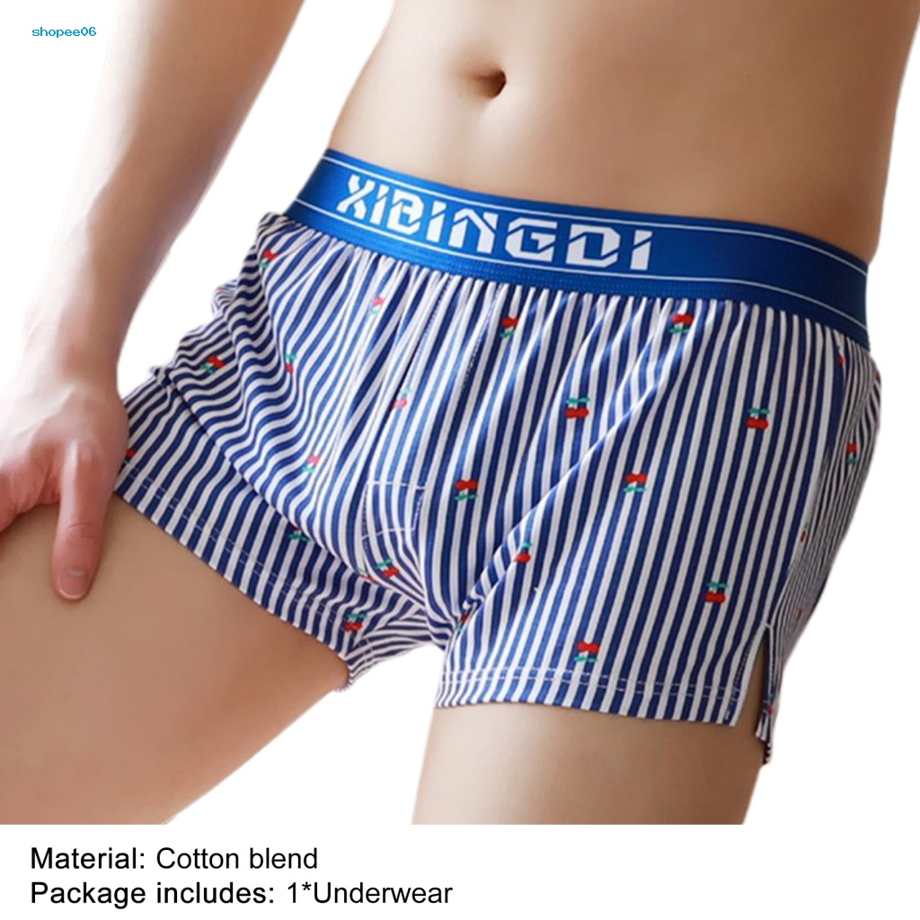 Quần Lót Boxer Lưng Thun Dáng Rộng Thoải Mái In Họa Tiết Cherry Kẻ Sọc Dọc Cho Nam