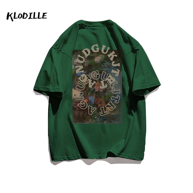 KLODILLE Áo Thun 100% Cotton Tay Ngắn Dáng Rộng In Hoạ Tiết Đơn Giản Trẻ Trung Cho Nam Giới Local Brand