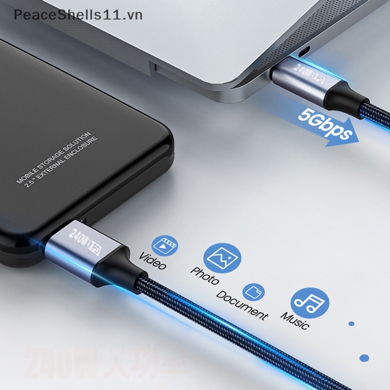 Dây Cáp Sạc Nhanh USB C 90 Độ PD240W Dài 1m