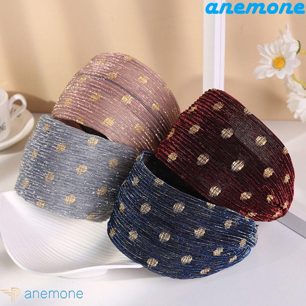 ANEMONE Băng Đô Rửa Mặt Họa Tiết Chấm Bi Đơn Giản Phong Cách Retro Cho Nữ