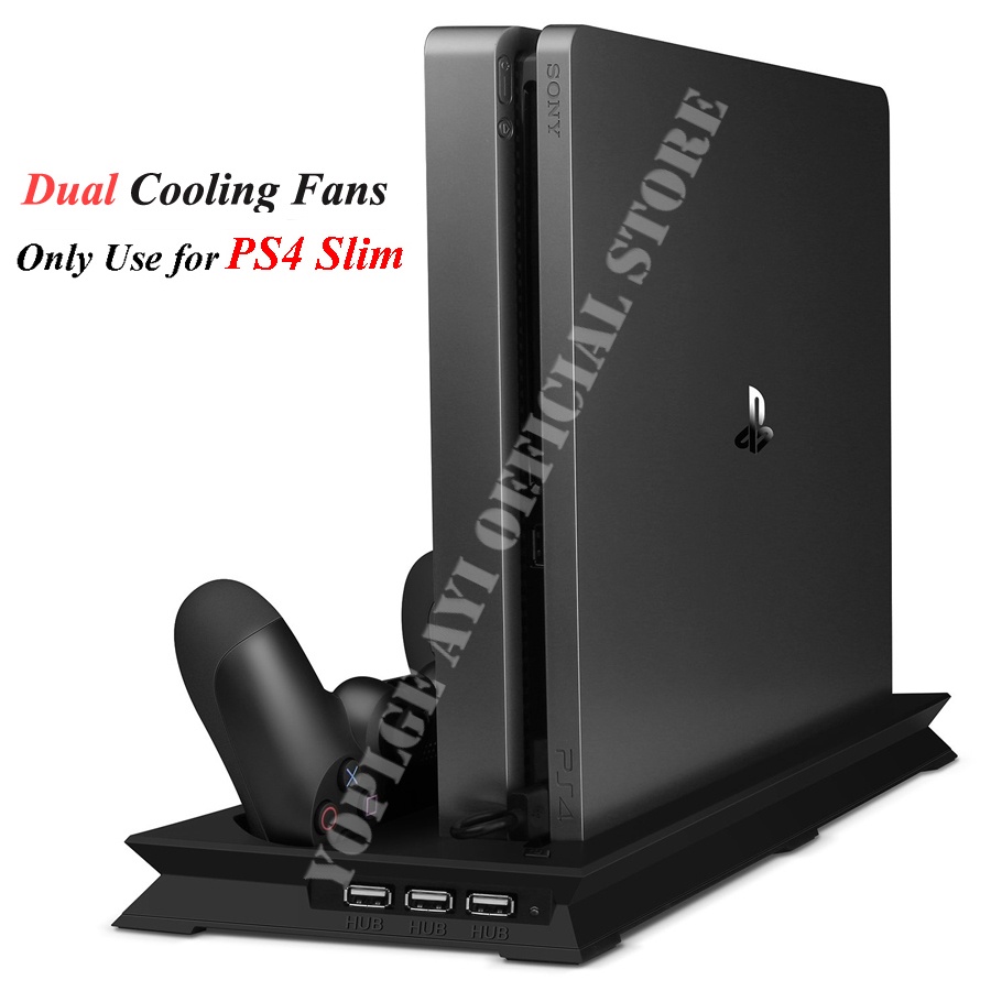 SONY Đế Sạc Đứng 2 Đế Tản Nhiệt + 2 Quạt Tản Nhiệt Cho PS4 Slim Console 4 Play Station PS 4
