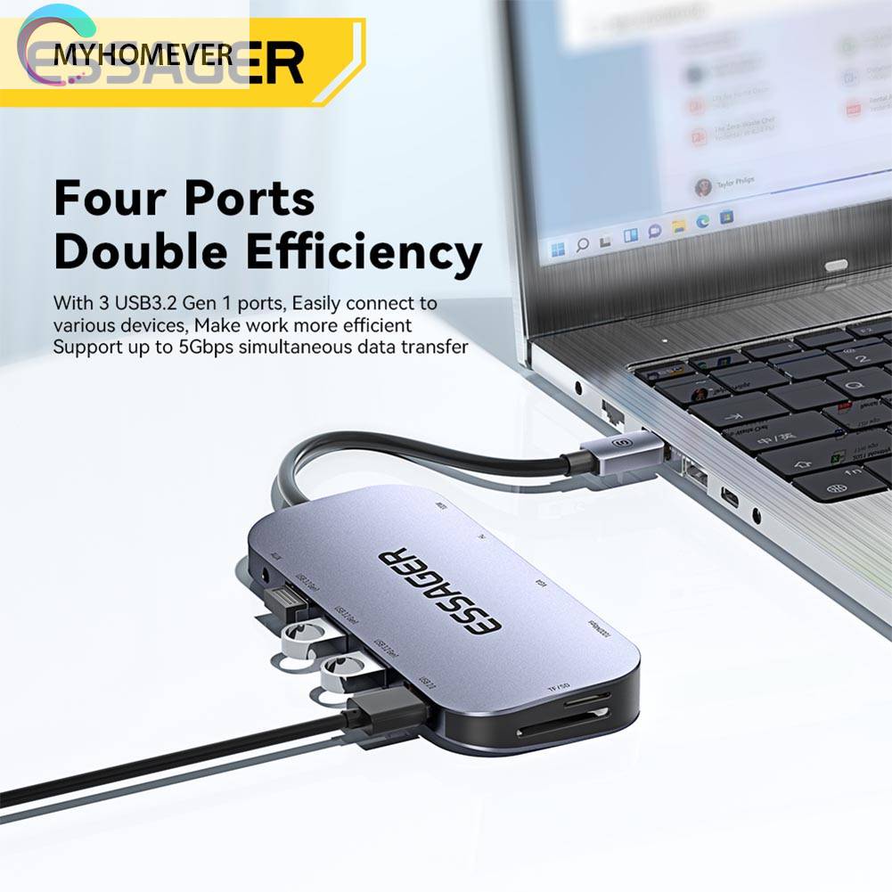 Bộ Chia Cổng Sạc USB Type C 11 Trong 1 Cho Laptop