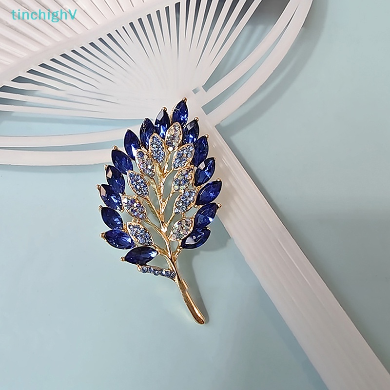 Ghim Cài Áo Kim Loại Hình Chiếc Lá Đính Đá Phong Cách Vintage Thời Trang Cho Nữ