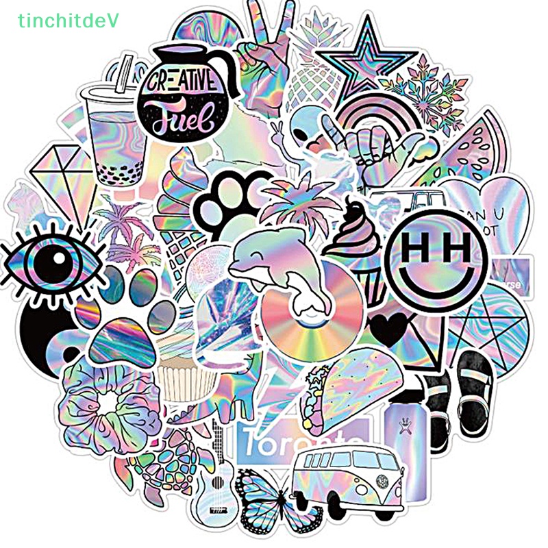 Bộ 50 Miếng Dán Trang Trí Vali Đàn Guitar / Mũ Bảo Hiểm Họa Tiết Graffiti