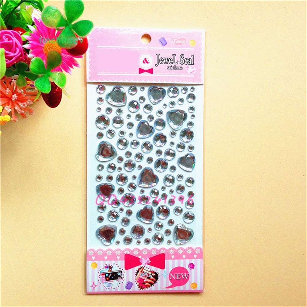 [TinchitdeV] Cuộn Dây Dán Đá Giả Kim Cương Pha Lê Hình Trái Tim Lấp Lánh Tự Dính Trang Sức [Mới]