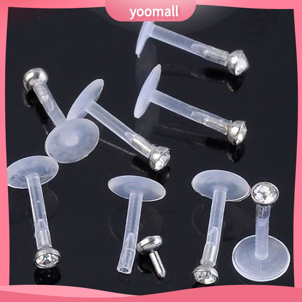 Set 10 Khuyên Môi Bằng Acrylic Đính Đá Cá Tính