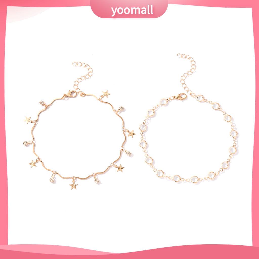 Bộ 2 Lắc Chân Bằng Kim Loại Mặt Hình Ngôi Sao Có Thể Điều Chỉnh