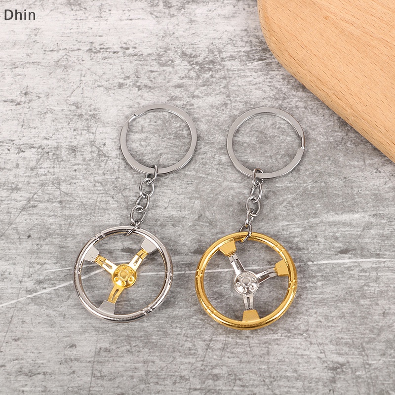 [Dhin] Sports Racing Mixed Color Personality Steering Wheel Modified Car Keychain Creative Model Metal Charm Key Ring COD