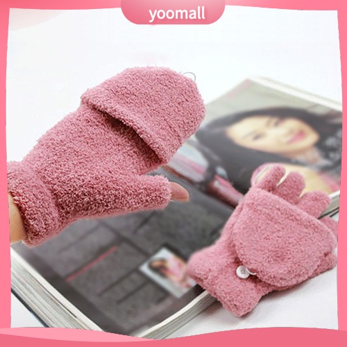 Găng Tay Lông Cừu San Hô Mềm Mại Giữ Ấm Cổ Tay Không Ngón Thời Trang Cho Nữ