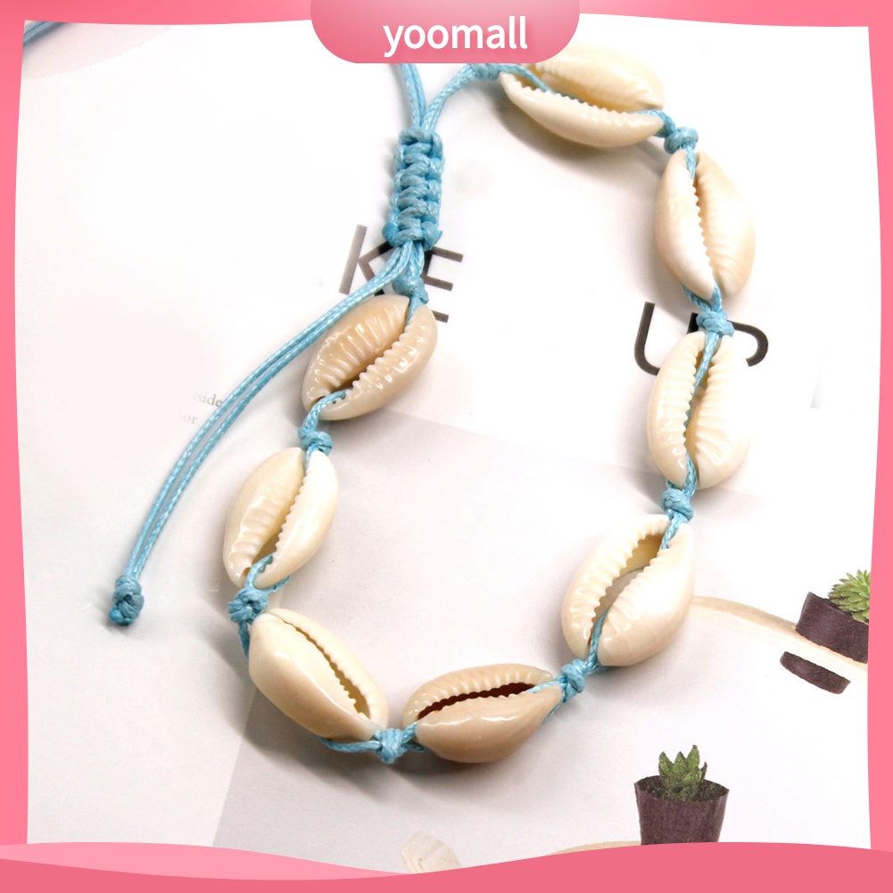 Lắc Chân Bện Dây Đính Vỏ Sò Thủ Công Thời Trang Đi Biển Cho Nữ