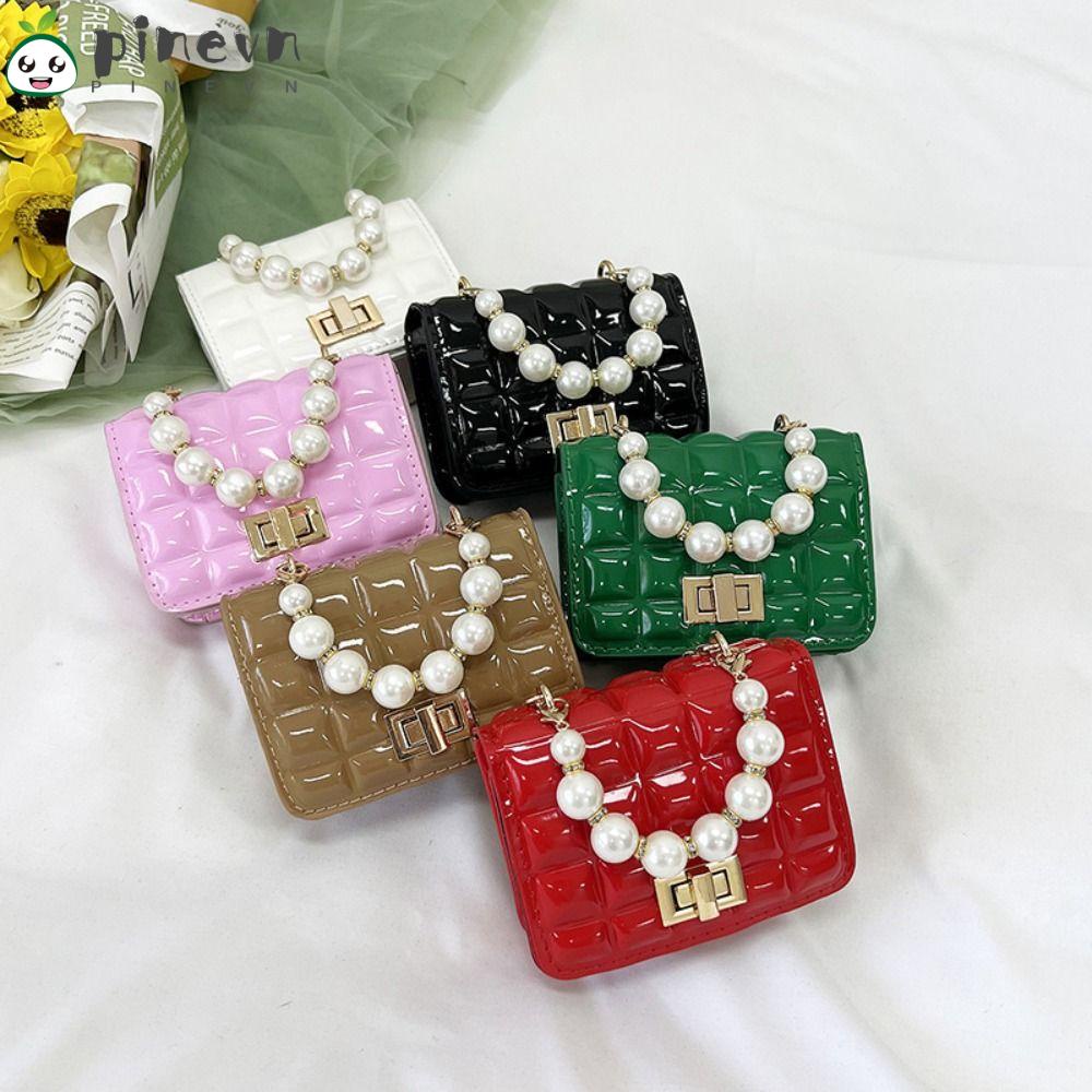 PINEVN Túi Xách Da Pu Đeo Chéo Màu Kẹo Ngọt Có Quai Xích Vàng Cho Nữ