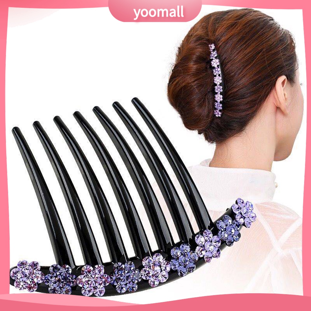 Lược Cài Tóc 7 Răng Đính Đá Chống Trượt Xinh Xắn Cho Cô Dâu