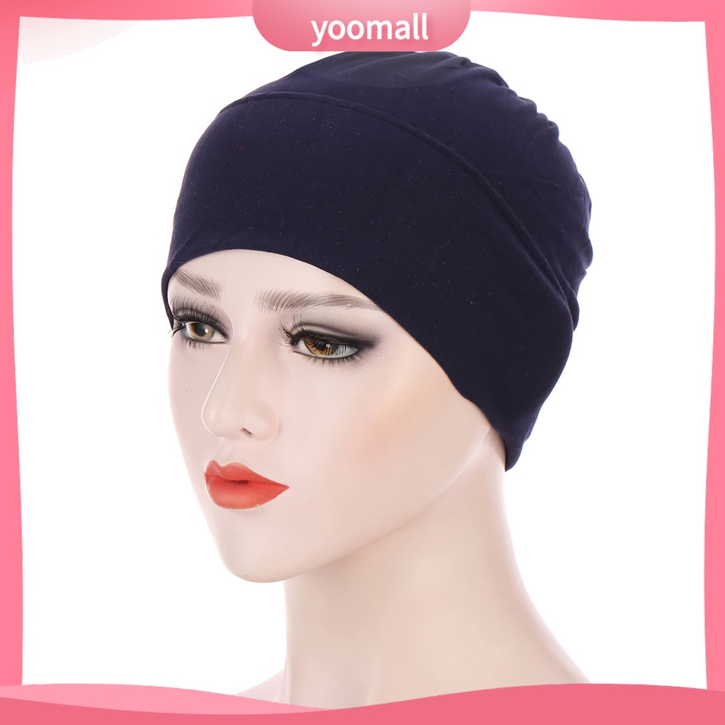 Mũ Turban Trùm Đầu Co Giãn Màu Trơn Cho Nữ