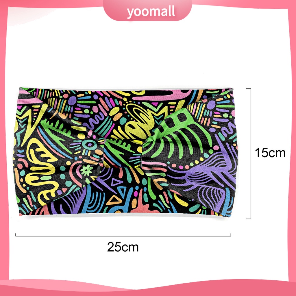 Băng Đô Thể Thao Bản Rộng Thấm Hút Mồ Hôi Nhanh Khô Co Giãn In Họa Tiết Caro Phong Cách Bohemia Cho Nữ