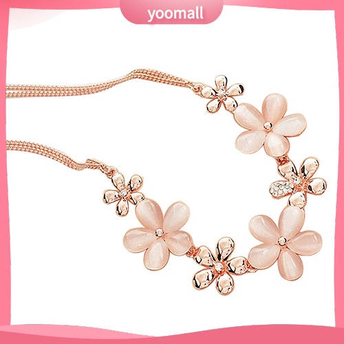 Vòng cổ Mạ Vàng Mặt Hoa Đính Đá Opal Thời Trang Cho Nữ