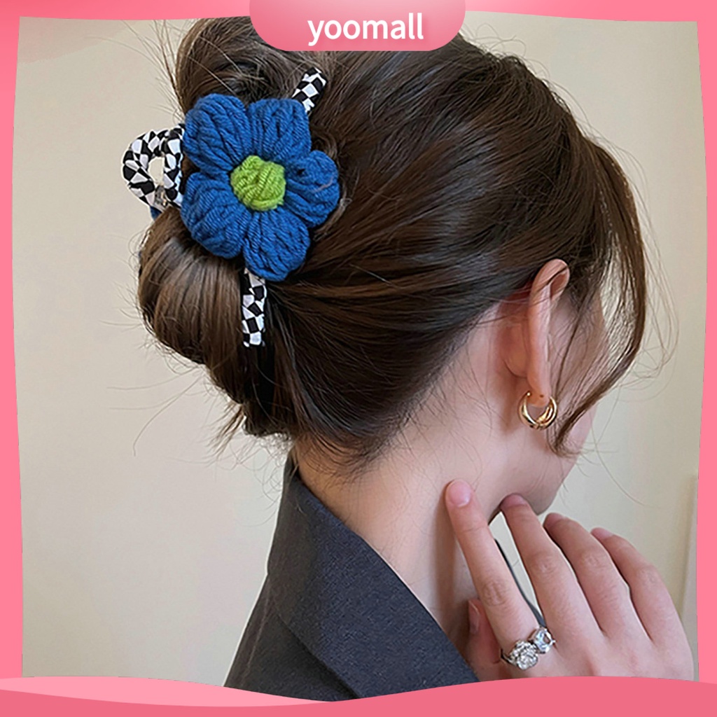 Kẹp Tóc Càng Cua Bằng Cotton Chống Trượt Màu Sắc Tương Phản Tinh Tế