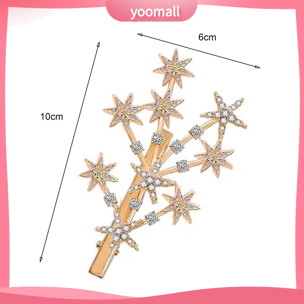 Kẹp Tóc Hình Ngôi Sao Đính Đá Màu Sắc / Vàng / Bạc Sang Trọng Cho Nữ