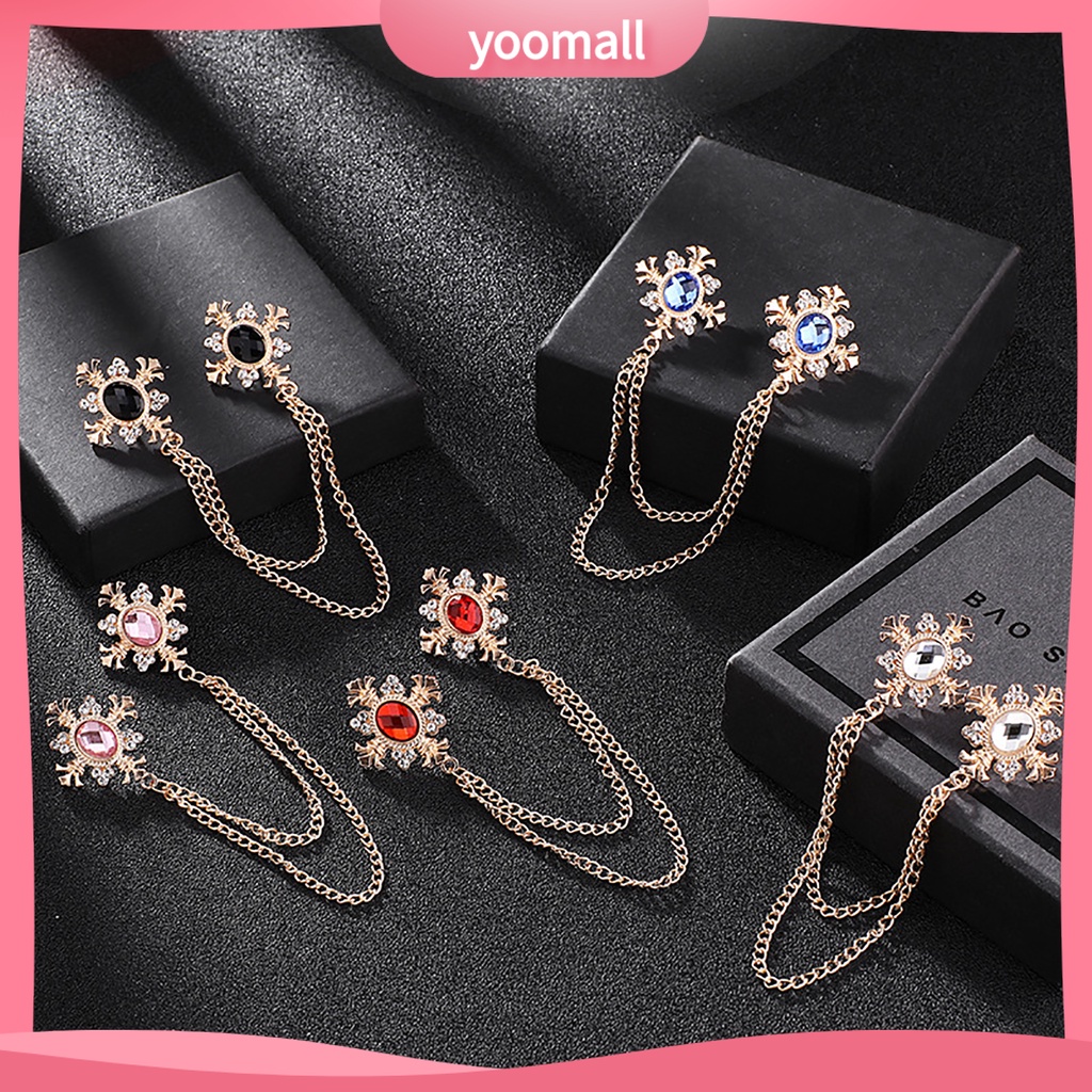 Ghim Cài Áo Đính Đá Phối Dây Xích Tua Rua Dễ Phối Đồ Thời Trang Dự Tiệc Cho Nam Và Nữ