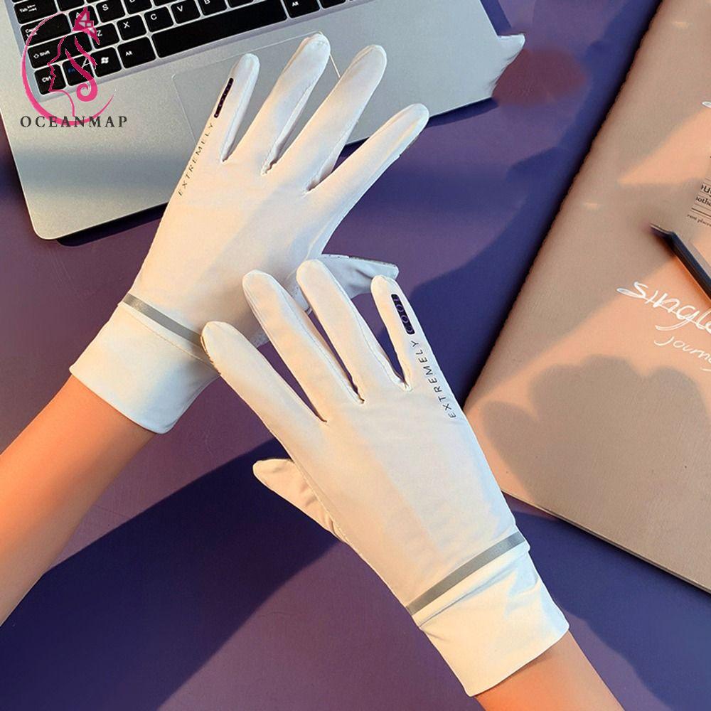 OCEANMAP Găng Tay Lái Xe Vải Lụa Lạnh Thoáng Khí Có Thể Chạm Màn Hình Cảm Ứng