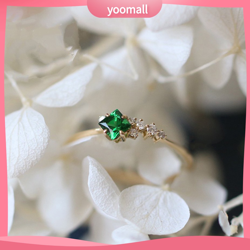 Nhẫn Đính Hôn Đính Đá Ngọc Lục Bảo Nhân Tạo Thời Trang Dành Cho Nữ
