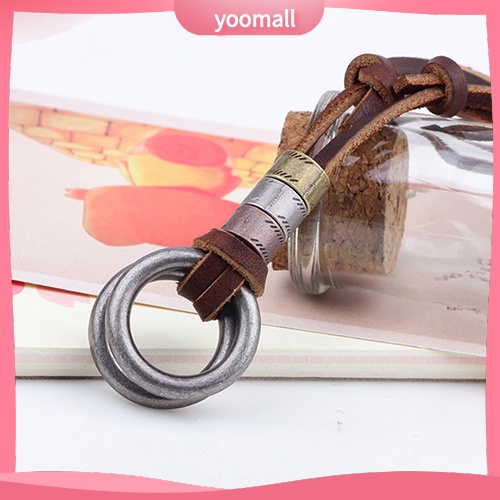 Vòng cổ Giả Da Hai Lớp Mặt Tròn Phong Cách Retro Thời Trang Cho Nam