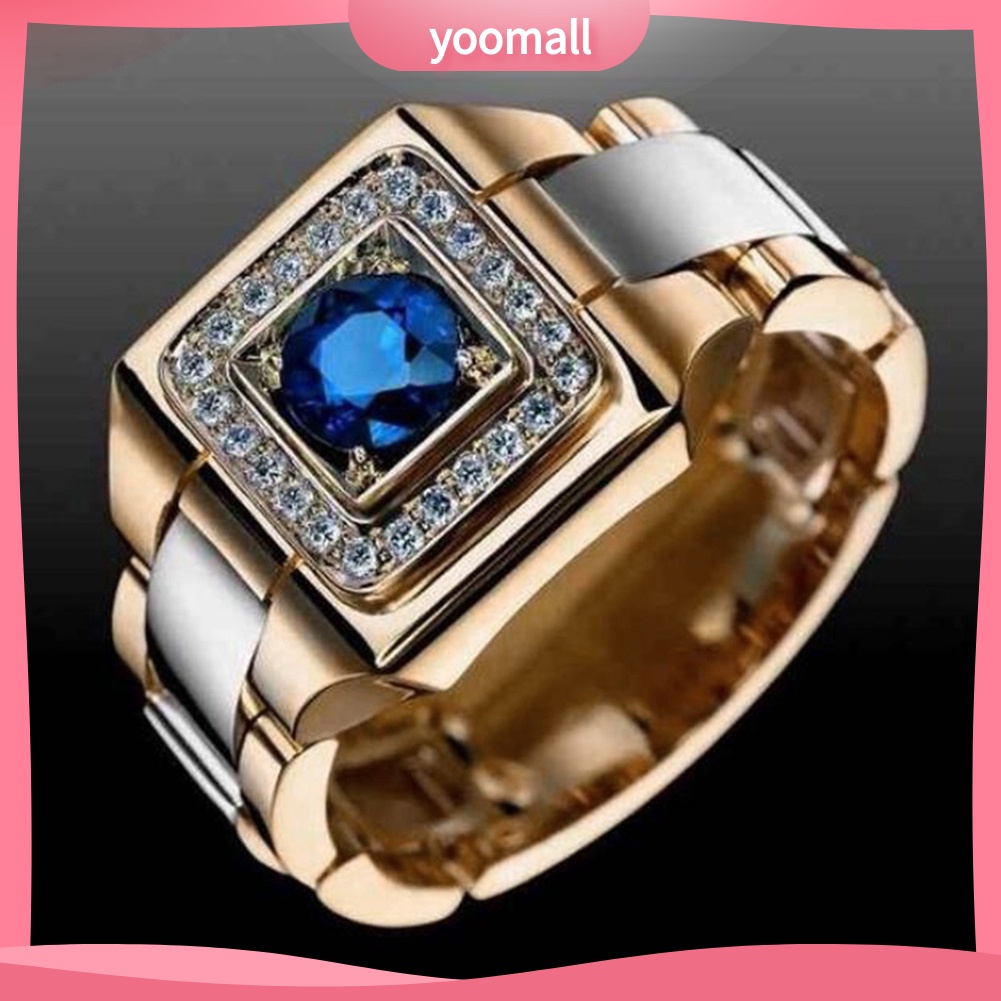 Nhẫn Đính Đá Sapphire Nhân Tạo Kiểu Dáng Sang Trọng Cho Nam