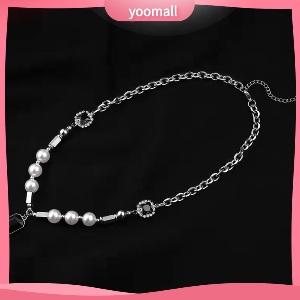 Vòng cổ Mạ Điện Đính Ngọc Trai Nhân Tạo Phong Cách Punk Hip hop Cho Nam